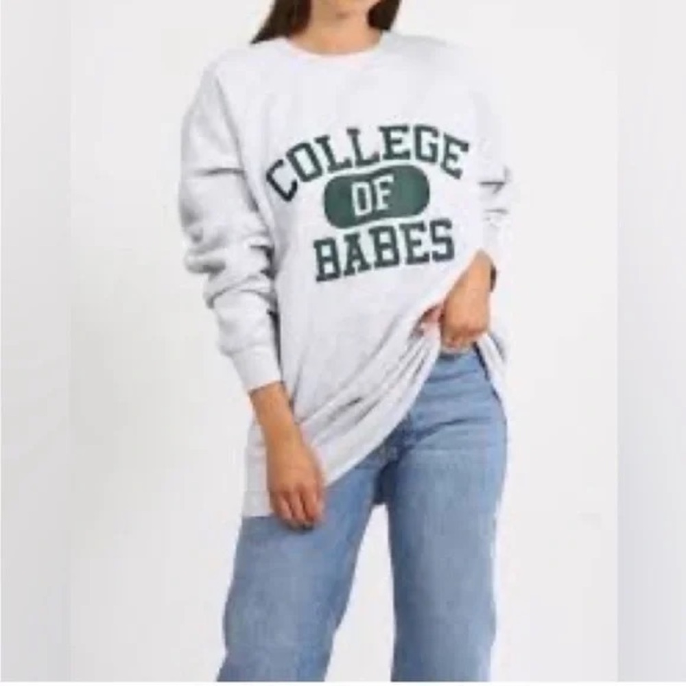 Brunette the label small oversized fit polyester graphic sweatshirt…